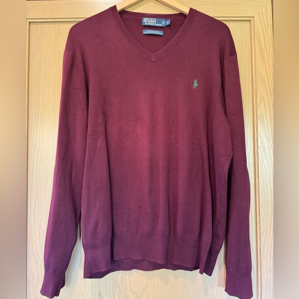 Polo Ralph Lauren Men's 90's Pima Cotton V-Neck Pullover Sweater / xlarge